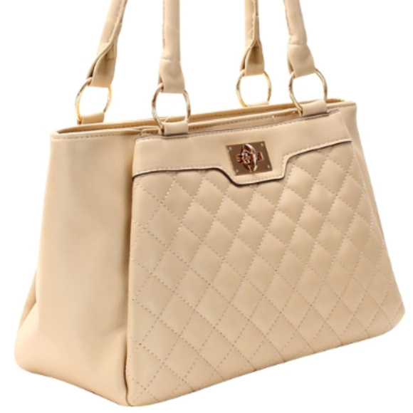 NEW Taupe Vegan Leather Handbag - Picture 4 of 8